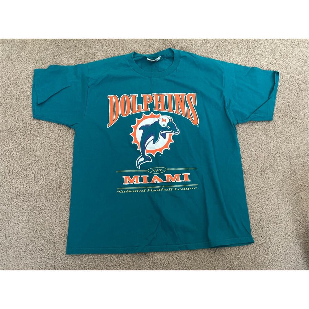 VTG 90s Lee Sport Miami Dolphins T Shirt Teal Sz XXL Football NFL Sportswear